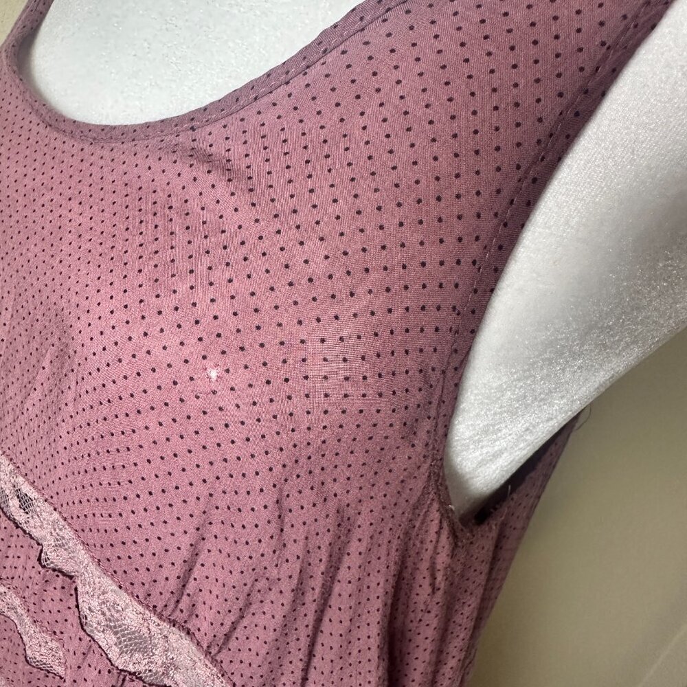 FREE PEOPLE Voile Lace Trapeze Sip Dress Mauve Polka Dot Size Small - Picture 11 of 15